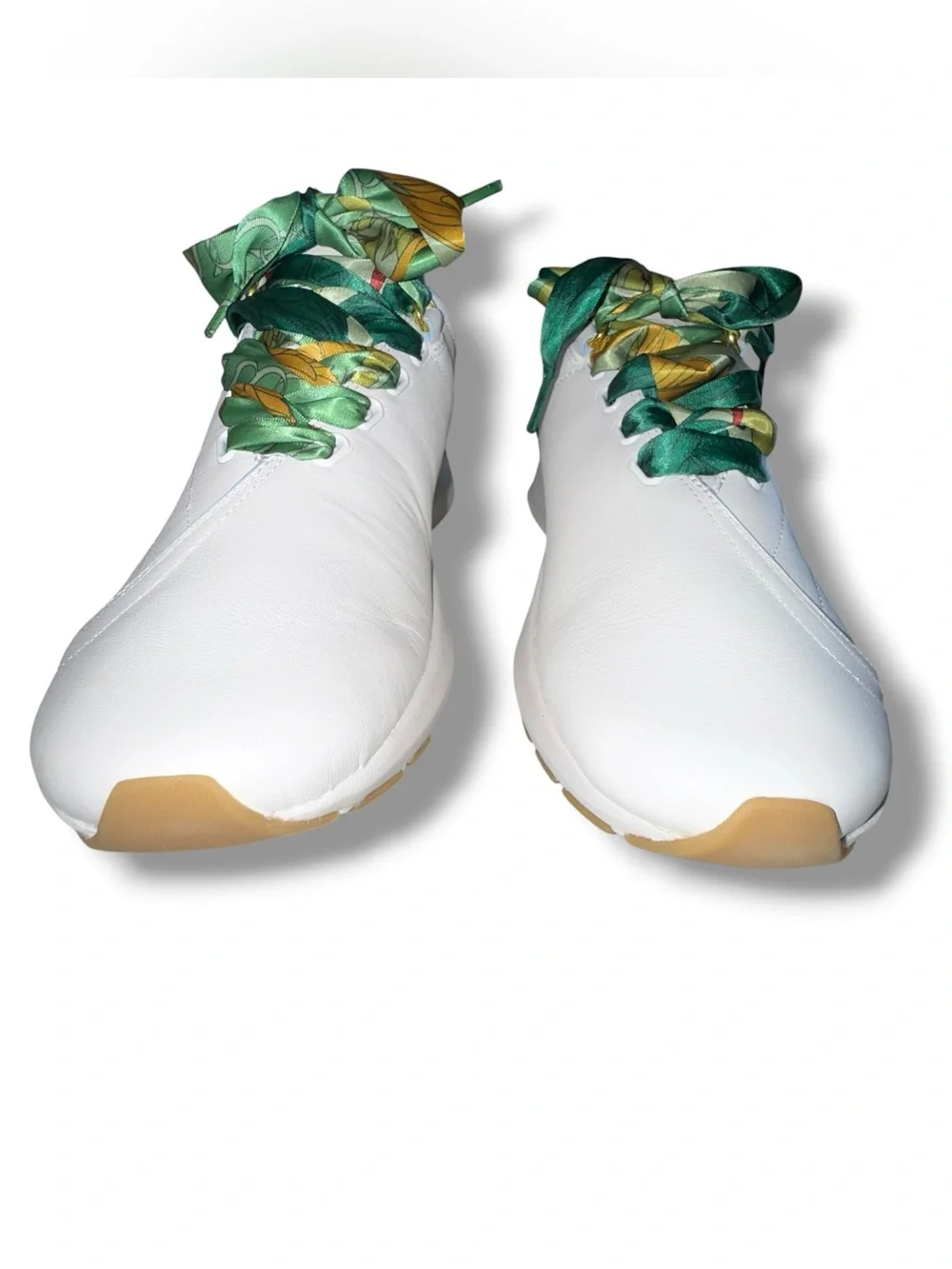 NEW IN BOX SAYSH 2 Leather Sneakers - Women’s 10 - White / Green Ribbon Laces